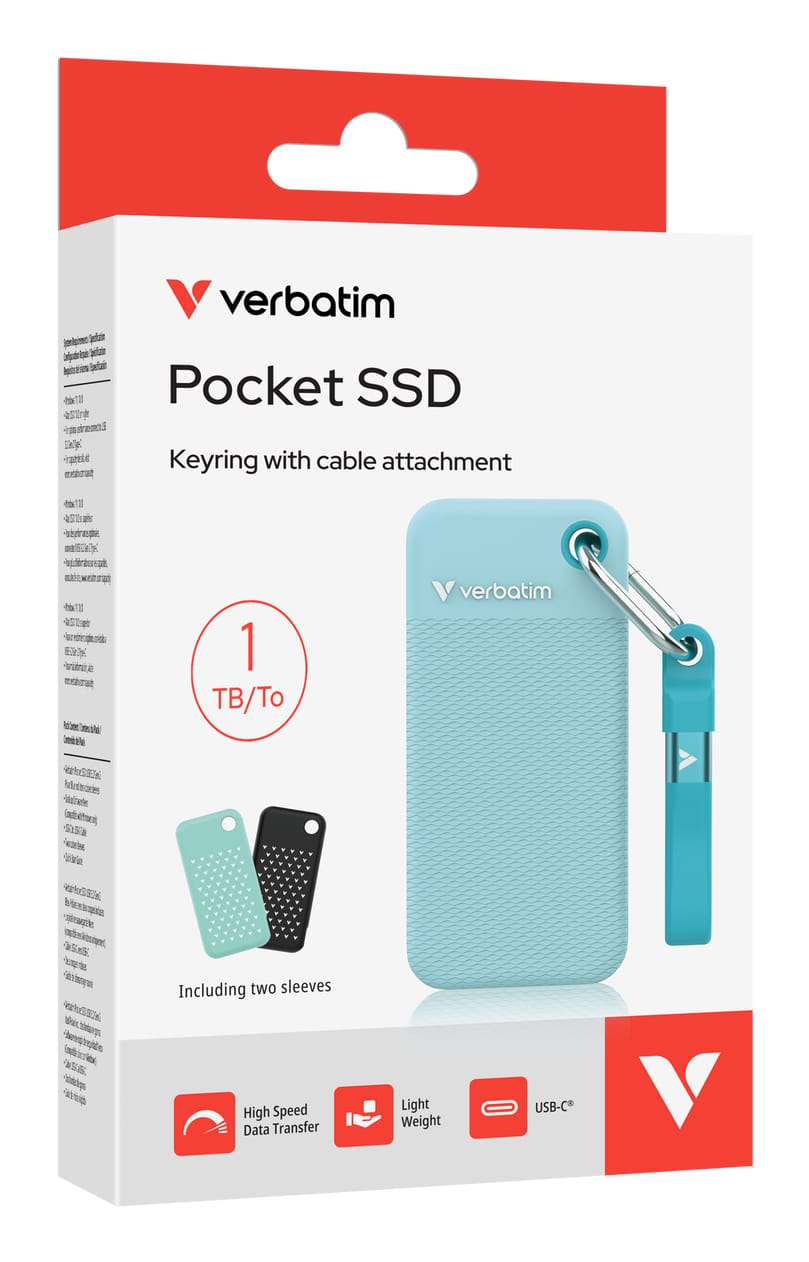 Verbatim Pocket SSD - Zomereditie Polar Blue met 2 rubberen hoezen (Zwart & Polar Blue) - 1TB - Afbeelding 4