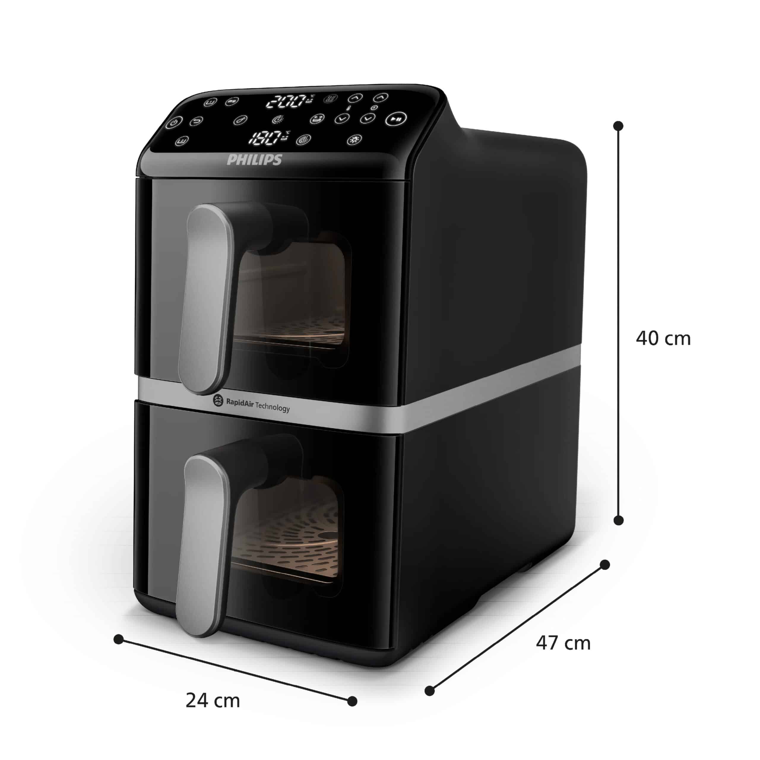 Philips 4000 series Gestapelde Airfryer met twee manden uit de 4000-serie