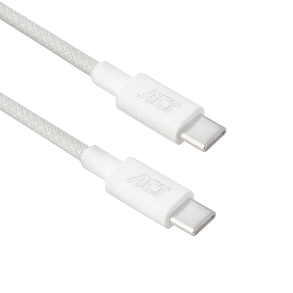 ACT USB 2.0 480Mbps 60W laad- en datakabel, wit, 1 meter