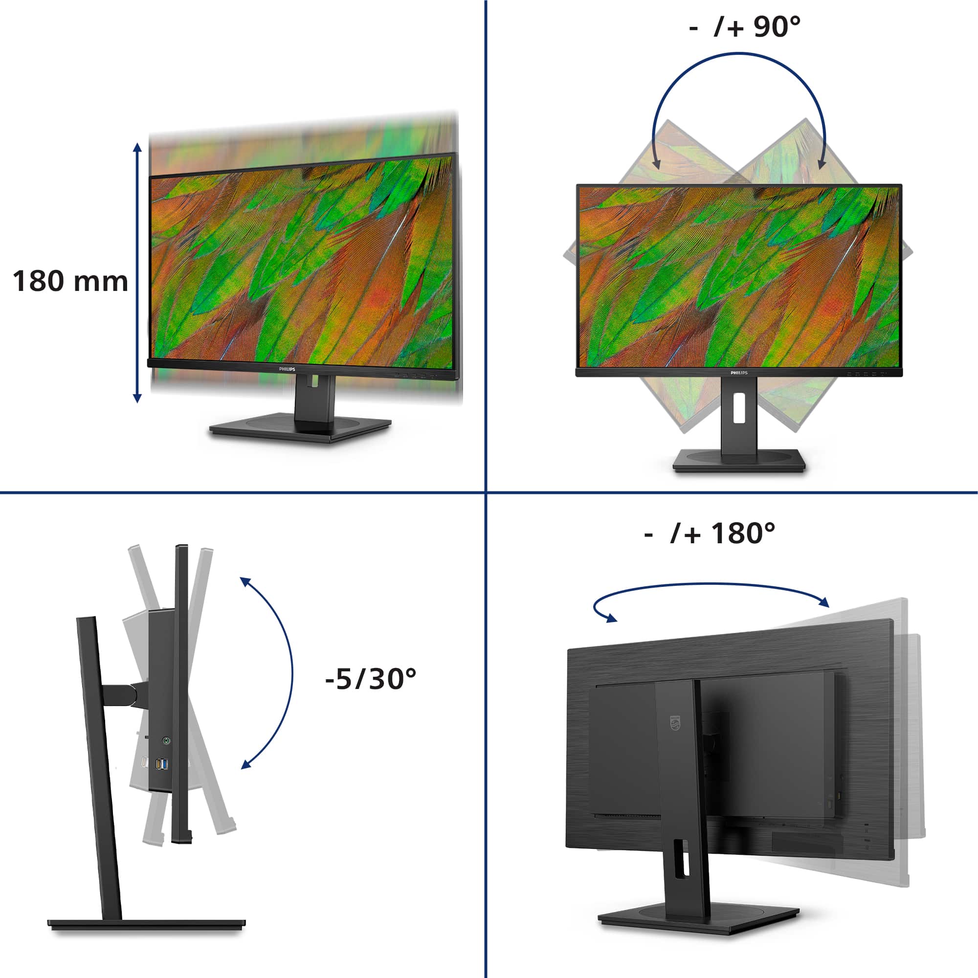 Philips 3000 series 32B1U3900/00 computer monitor 80 cm (31.5") 3840 x 2160 Pixels 4K Ultra HD LCD Zwart - Afbeelding 3