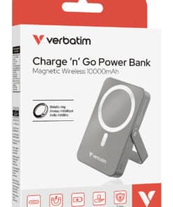 Verbatim Charge 'n' Go Magnetische Draadloze Power Bank 10000mAh met standaard - Grijs - Afbeelding 3