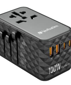Verbatim UTA-06 100W GaN III universele reisadapter Met 2 x USB-C PD & QC 4+ & 2 x USB-A QC 3.0 poorten