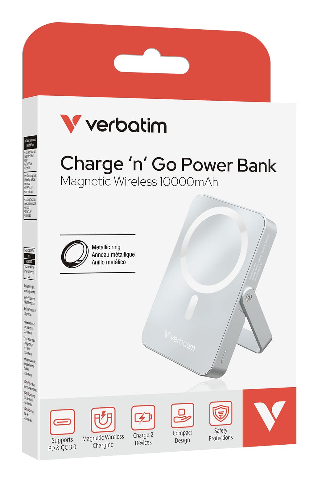 Verbatim Charge 'n' Go Magnetische Draadloze Power Bank 10000 mAh met standaard - Blauw - Afbeelding 3