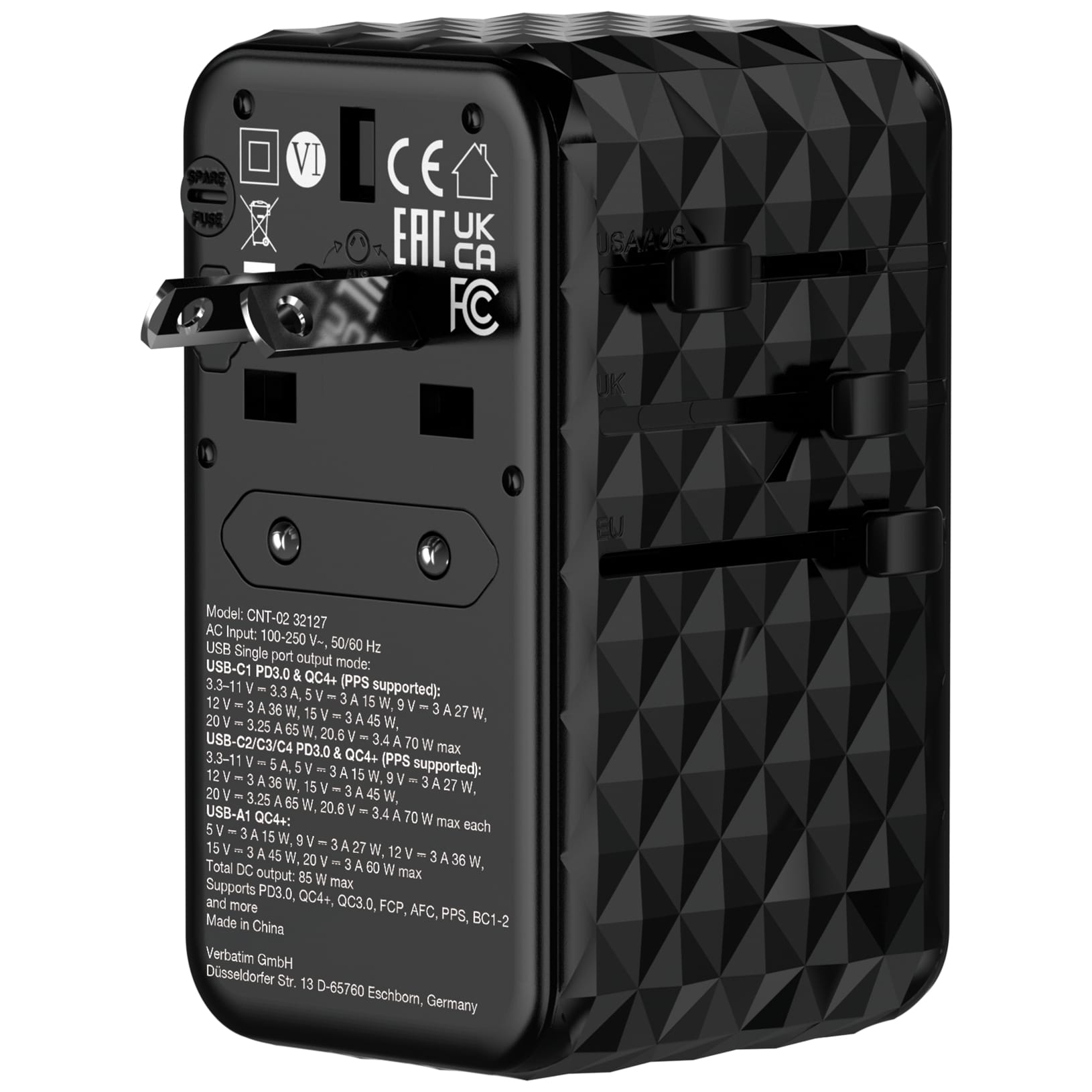 Verbatim Charge 'n' Travel GaN III universele reisadapter 85W - Afbeelding 5