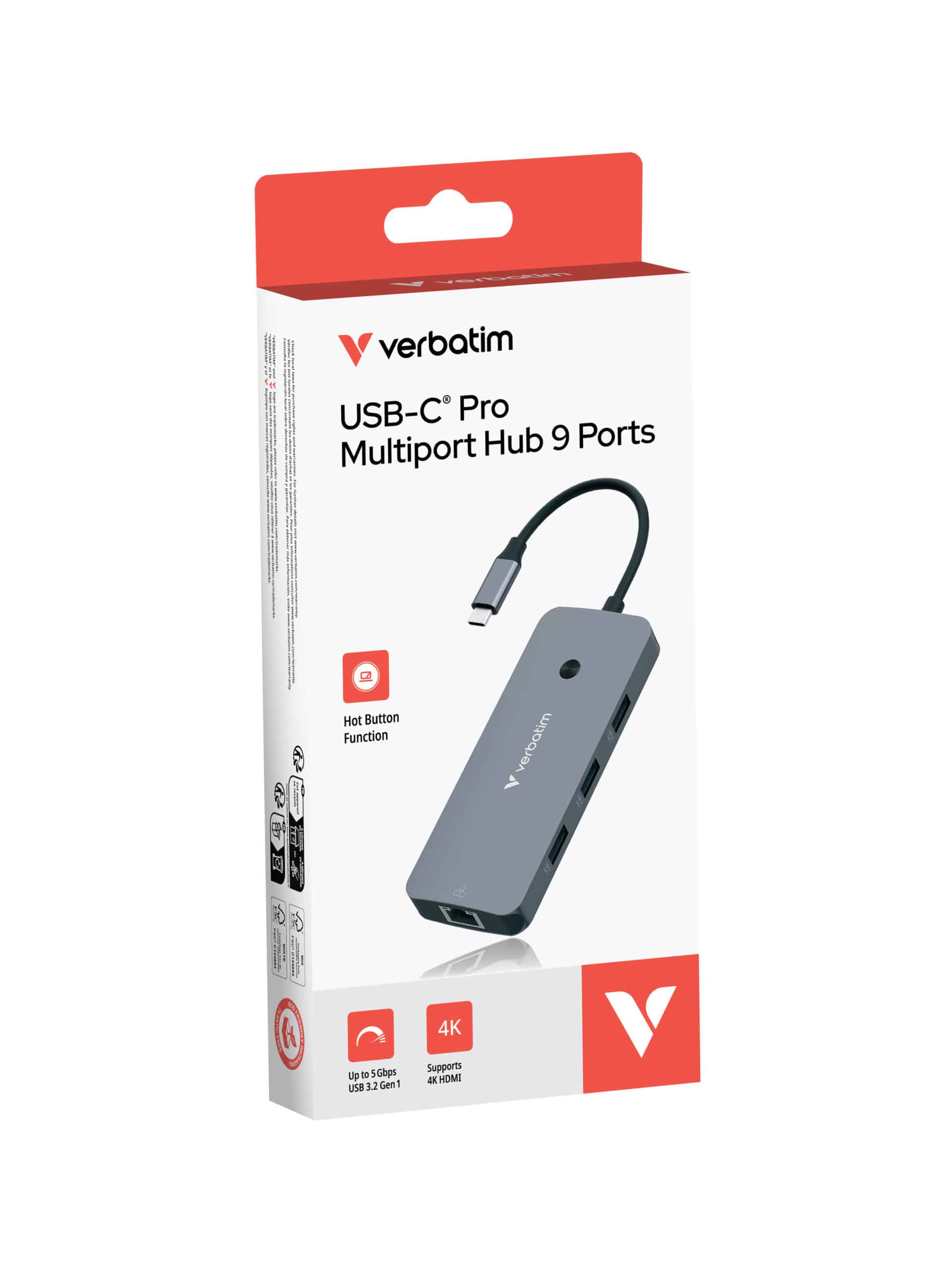 Verbatim CMH-09 USB Type-C 10000 Mbit/s Zilver - Afbeelding 2