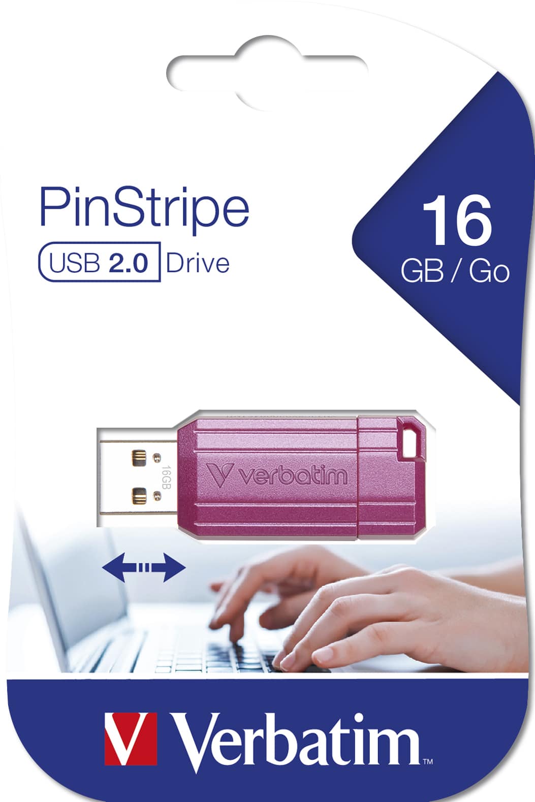 Verbatim PinStripe - USB-Stick16 GB - Hot Pink - Afbeelding 2