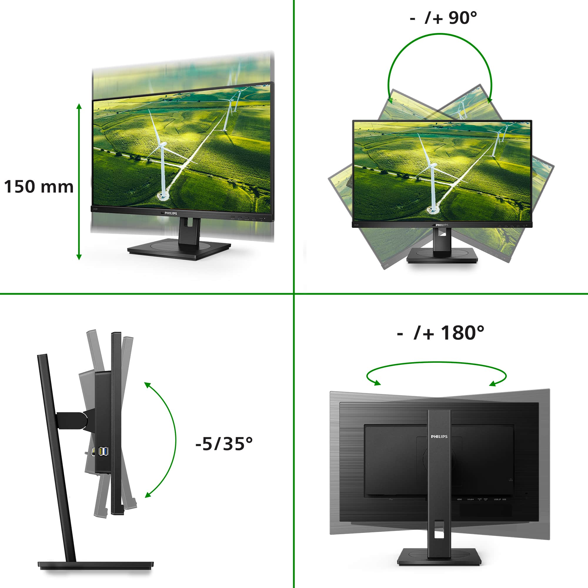 Philips 242B1G/00 computer monitor 60,5 cm (23.8") 1920 x 1080 Pixels Full HD LED Zwart - Afbeelding 3