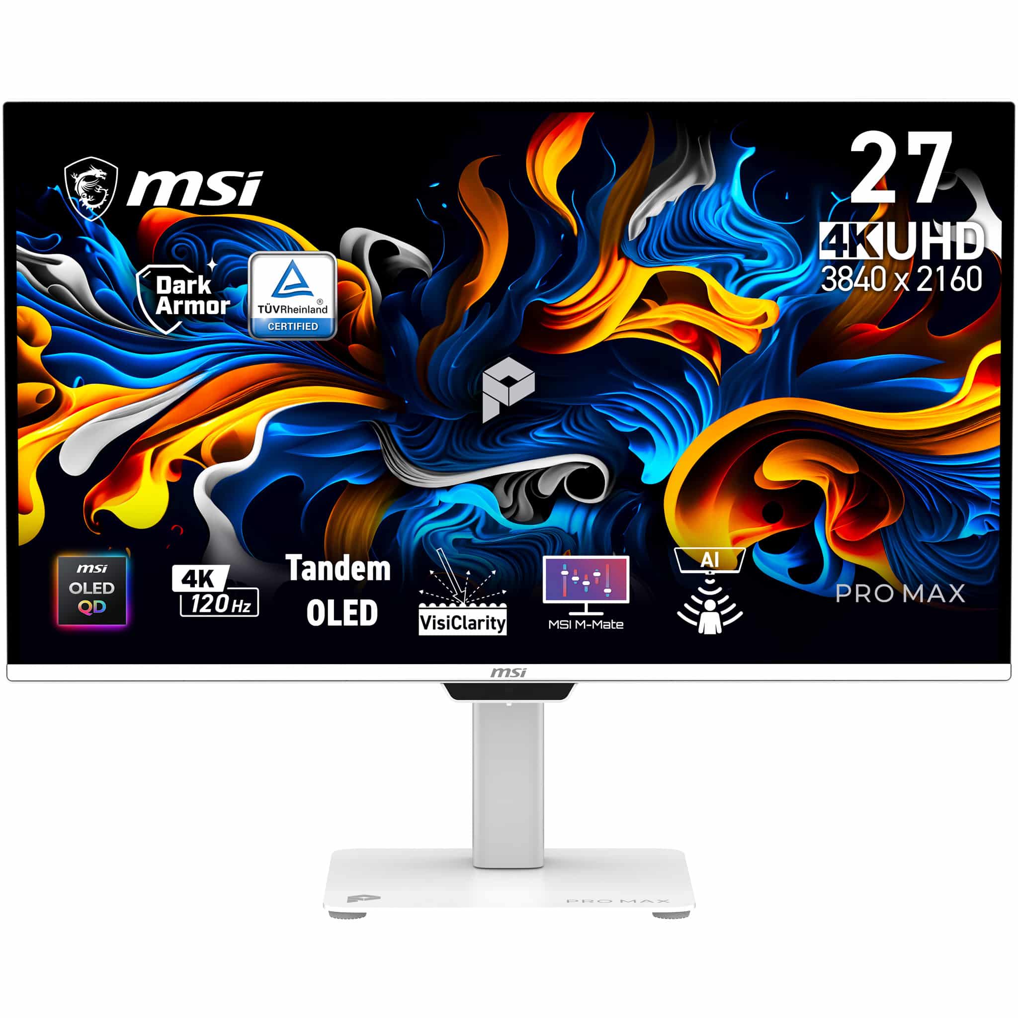 MSI Pro MAX 271UPXW12G computer monitor 67,3 cm (26.5") 3840 x 2160 Pixels UltraWide Full HD QD-OLED Wit