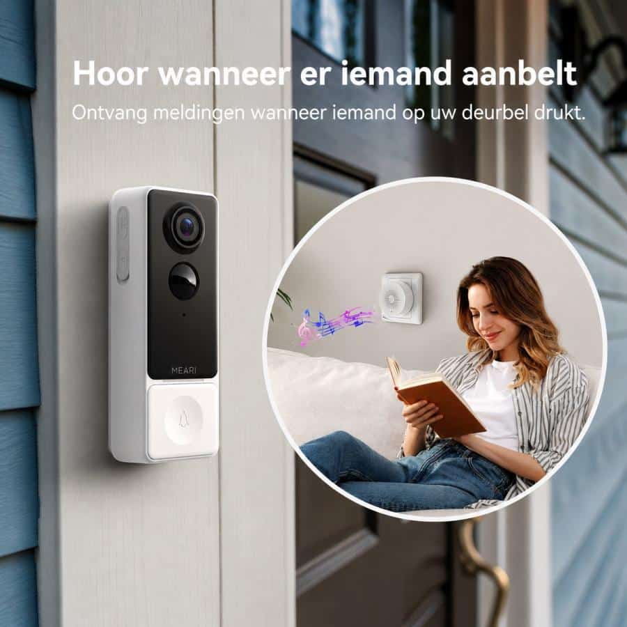 MEARI B1 Video Doorbel, 2K, Smart detection, Alarm notification, Two-Way audio, IP65 - Afbeelding 3