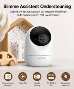 MEARI S1 Plus indoor PTZ 2K Security camera, 2560 x 1440p, Wi-Fi, Ethernet, Bluetooth, IR, MicroSD - Afbeelding 4