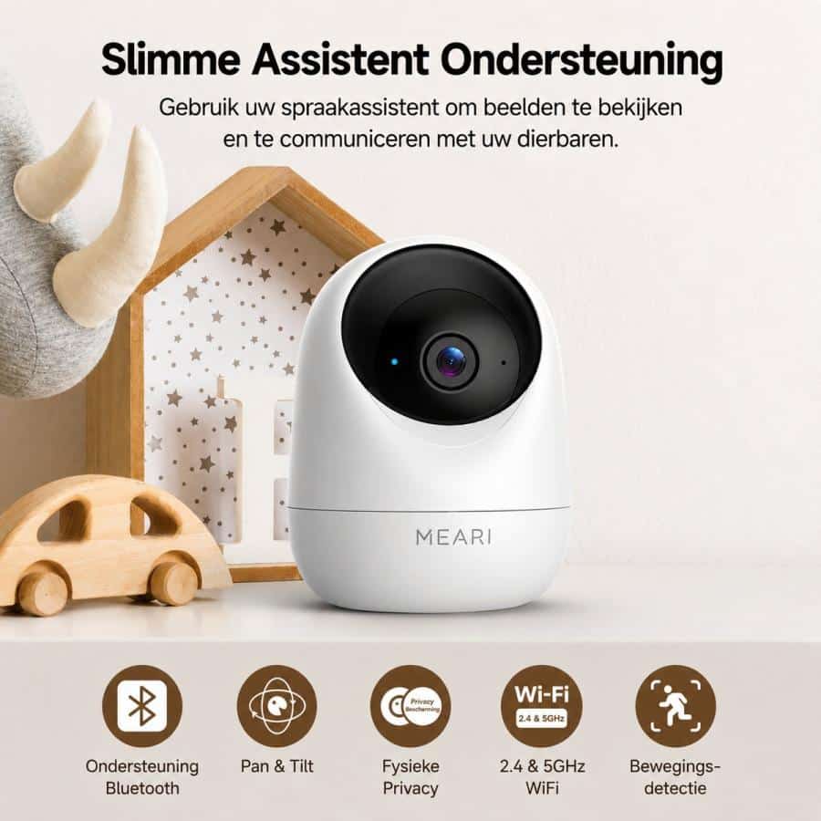 MEARI S1 Plus indoor PTZ 2K Security camera, 2560 x 1440p, Wi-Fi, Ethernet, Bluetooth, IR, MicroSD - Afbeelding 4