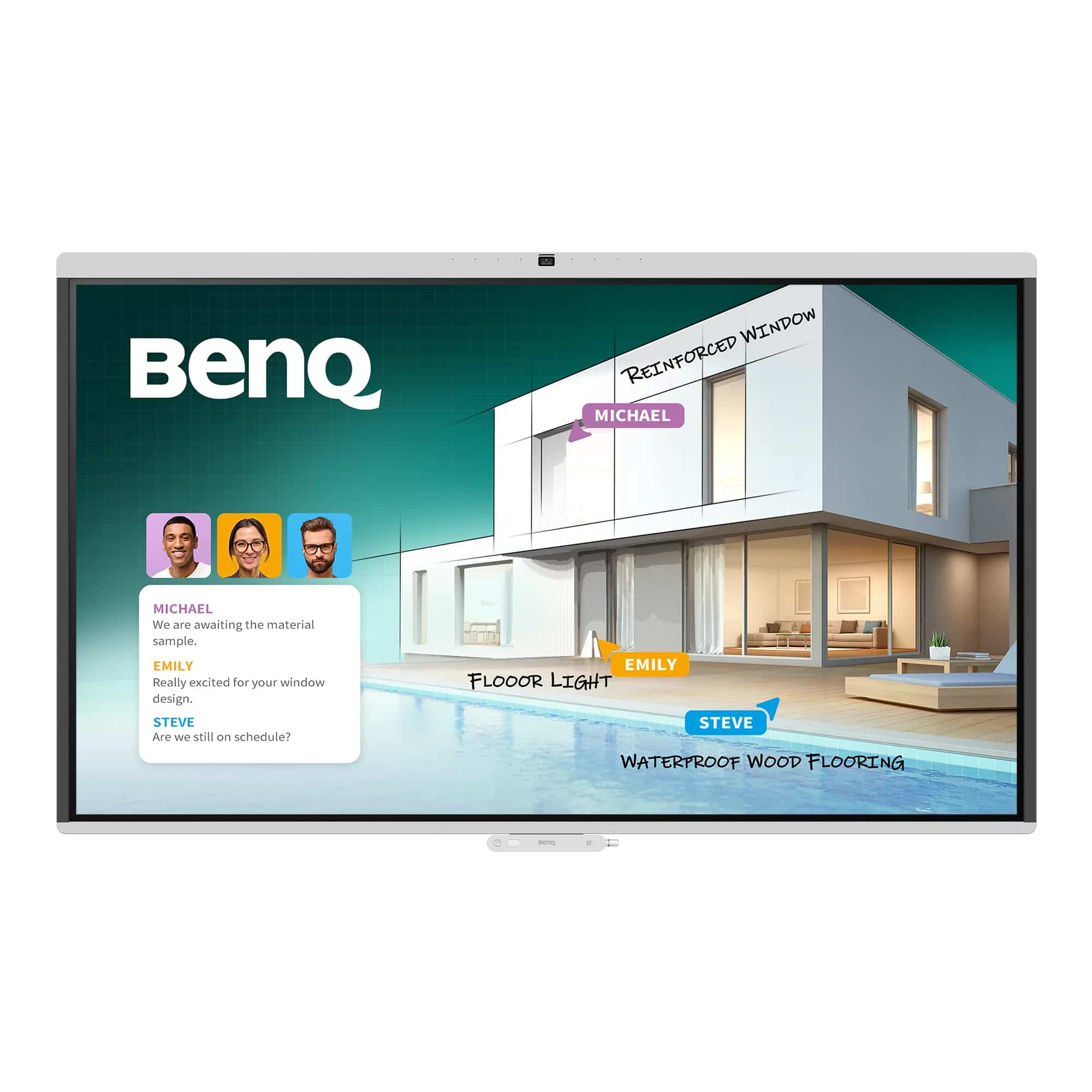 BenQ CM7505 interactief whiteboard 190,5 cm (75") 3840 x 2160 Pixels Touchscreen Wit USB / Bluetooth
