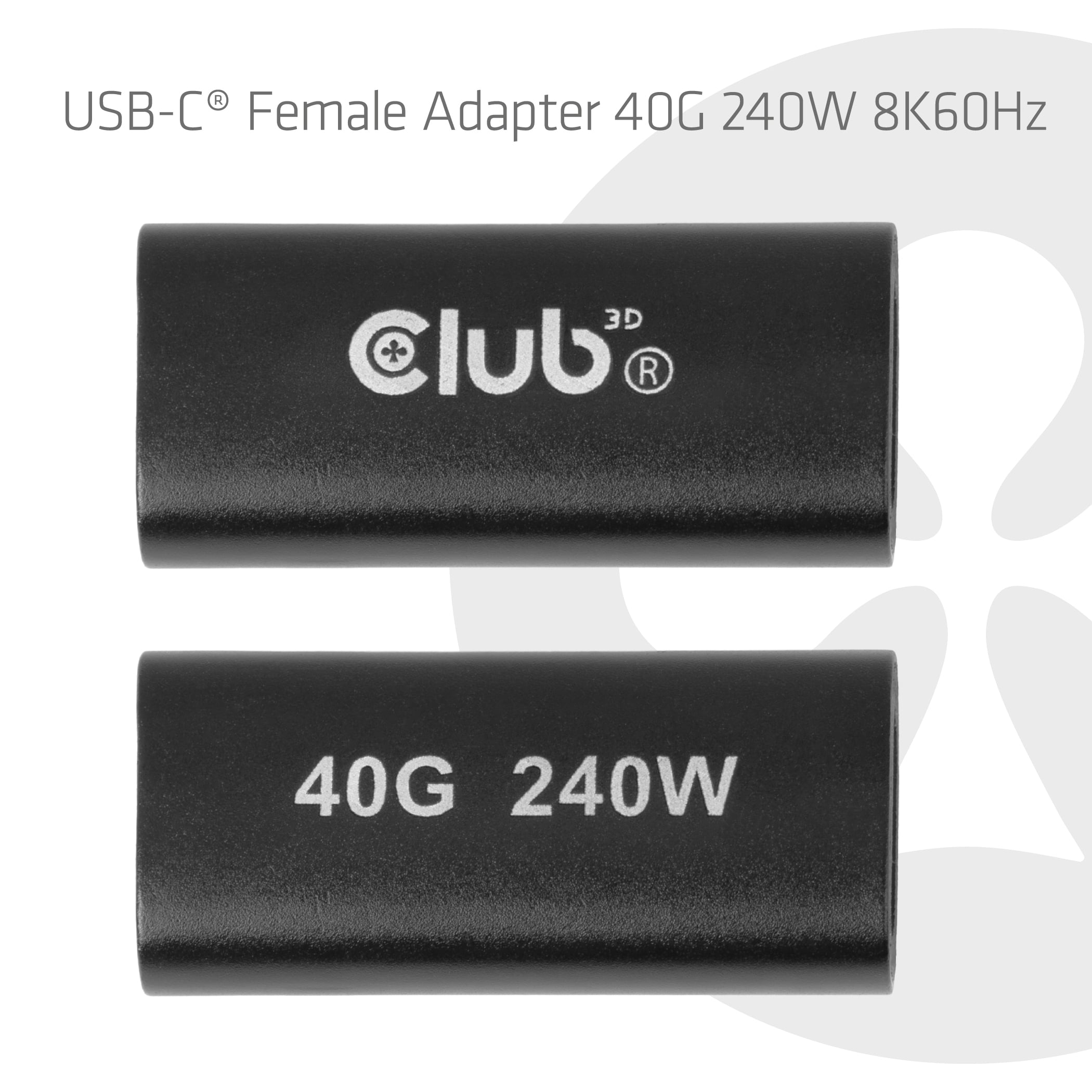 CLUB3D USB-C-vrouwelijke adapter 40G 240 W 8K 60 Hz - Afbeelding 2