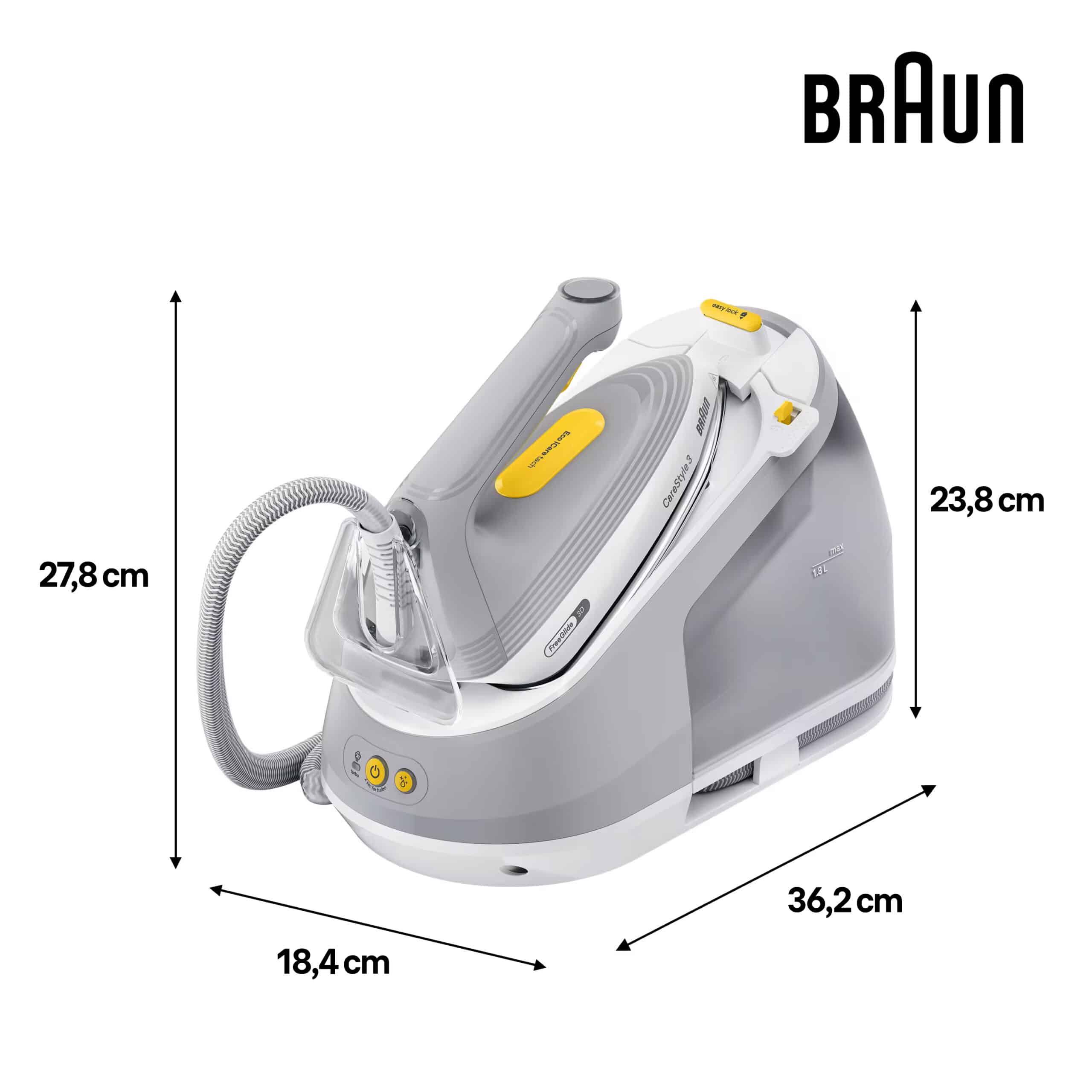 Braun CareStyle 3 IS 3231 Pump-driven steam ironing station 2200 W 1,8 l EloxalPlus soleplate Grijs - Afbeelding 2