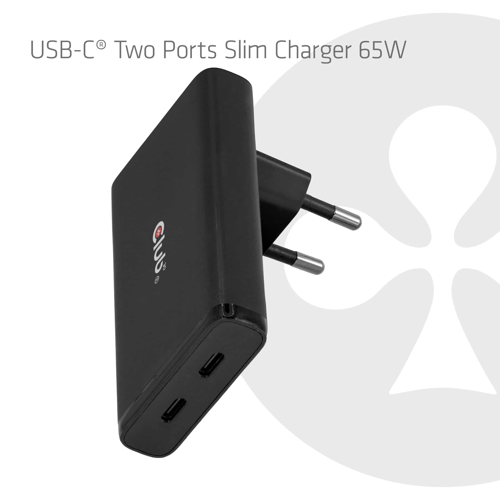 CLUB3D Slanke oplader met twee USB-C-poorten, 65 W, GaN, PD 3.1, PPS - Afbeelding 2