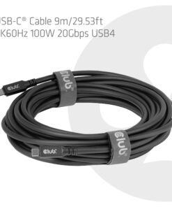 CLUB3D USB-C-kabel 8K 60 Hz 100 W 20 Gbps USB4 9 m/29,53 ft - Afbeelding 2