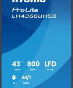 iiyama LH4366UHSB-B1AG beeldkrant Digitale signage flatscreen 109,2 cm (43") LCD Wifi 800 cd/m² 4K Ultra HD Zwart Type processor Android 24/7 Monitor - Afbeelding 2