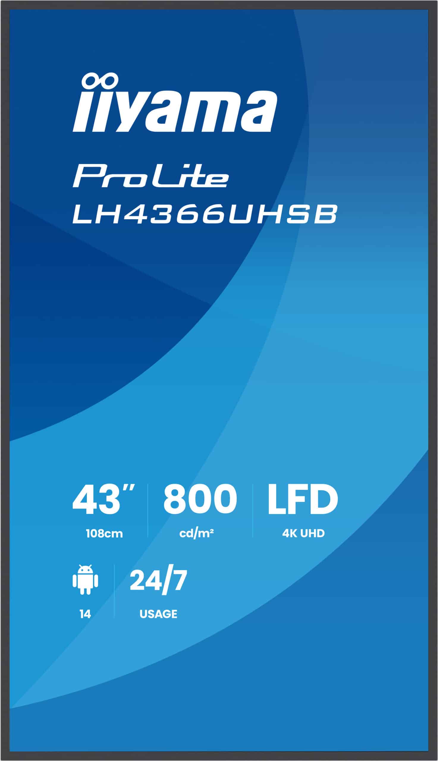 iiyama LH4366UHSB-B1AG beeldkrant Digitale signage flatscreen 109,2 cm (43") LCD Wifi 800 cd/m² 4K Ultra HD Zwart Type processor Android 24/7 Monitor - Afbeelding 2