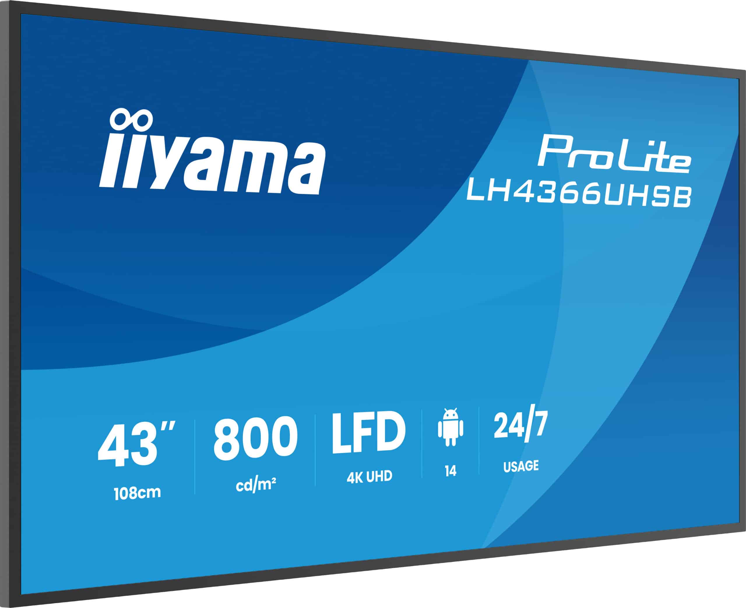 iiyama LH4366UHSB-B1AG beeldkrant Digitale signage flatscreen 109,2 cm (43") LCD Wifi 800 cd/m² 4K Ultra HD Zwart Type processor Android 24/7 Monitor - Afbeelding 3