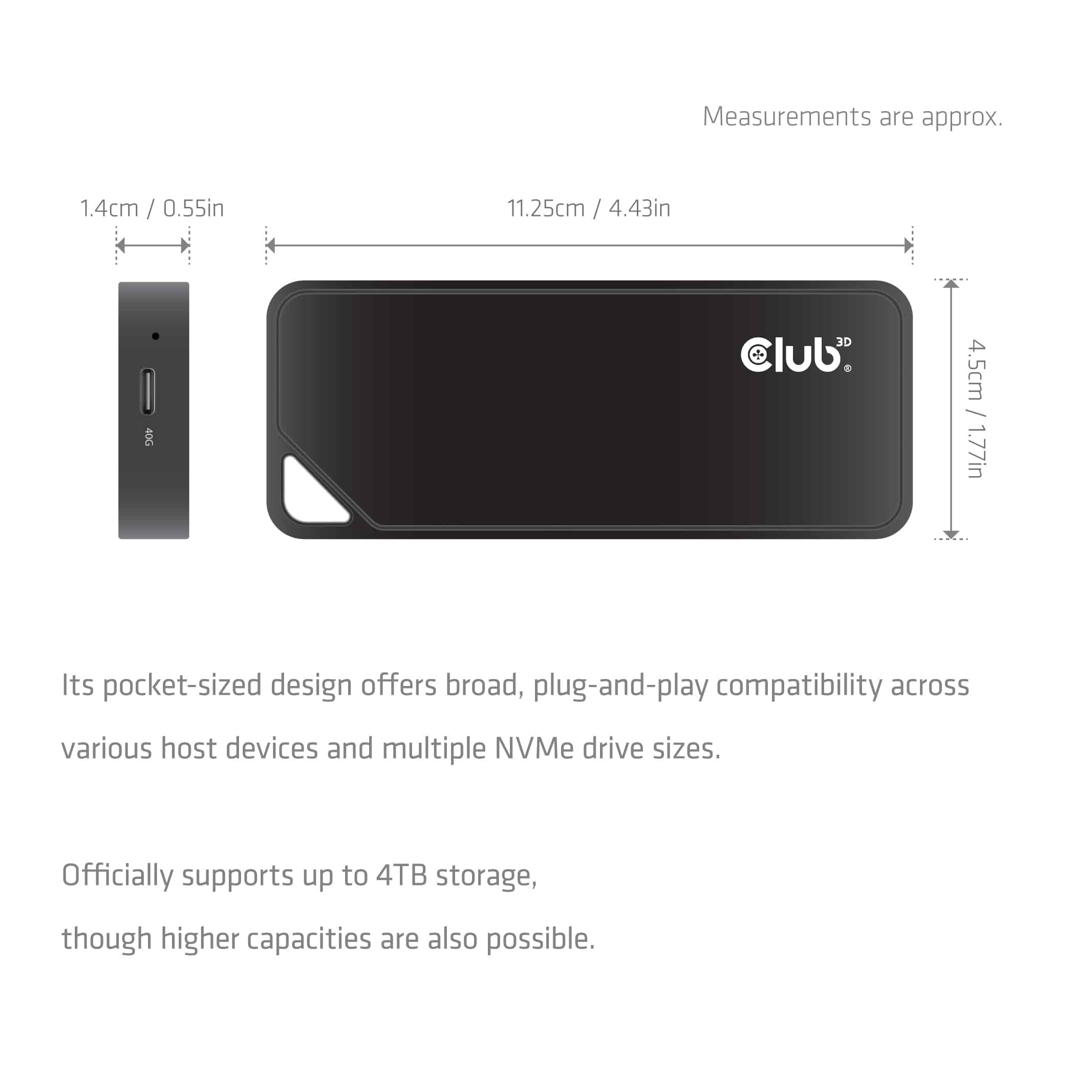 CLUB3D M.2 SSD-behuizing met koelventilator, NVMe, USB4 - Afbeelding 3