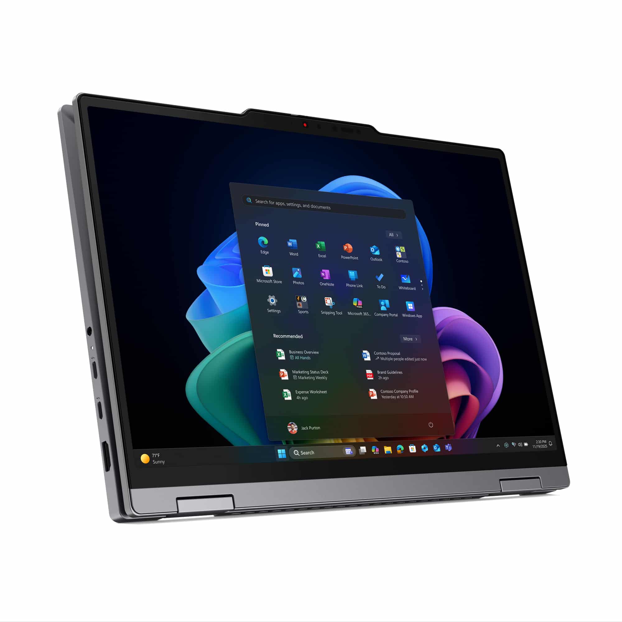Lenovo ThinkPad X1 2-in-1 Gen 11 Aura Edition Copilot+ PC Intel Core Ultra 7 355 Hybride (2-in-1) 35,6 cm (14") Touchscreen WUXGA 32 GB LPDDR5x-SDRAM 1 TB SSD Wi-Fi 7 (802.11be) Windows 11 Pro Grijs Engels Laptop - Afbeelding 8