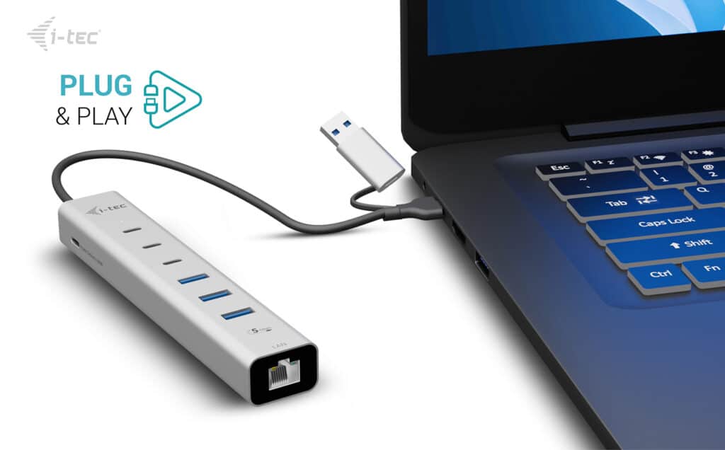 i-tec USB-C/USB-A Metal HUB 6 port (3x USB-C, 3x USB-A), LAN, Power Delivery 85W - Afbeelding 6