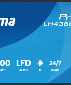 iiyama LH4366UHSB-B1AG beeldkrant Digitale signage flatscreen 109,2 cm (43") LCD Wifi 800 cd/m² 4K Ultra HD Zwart Type processor Android 24/7 Monitor