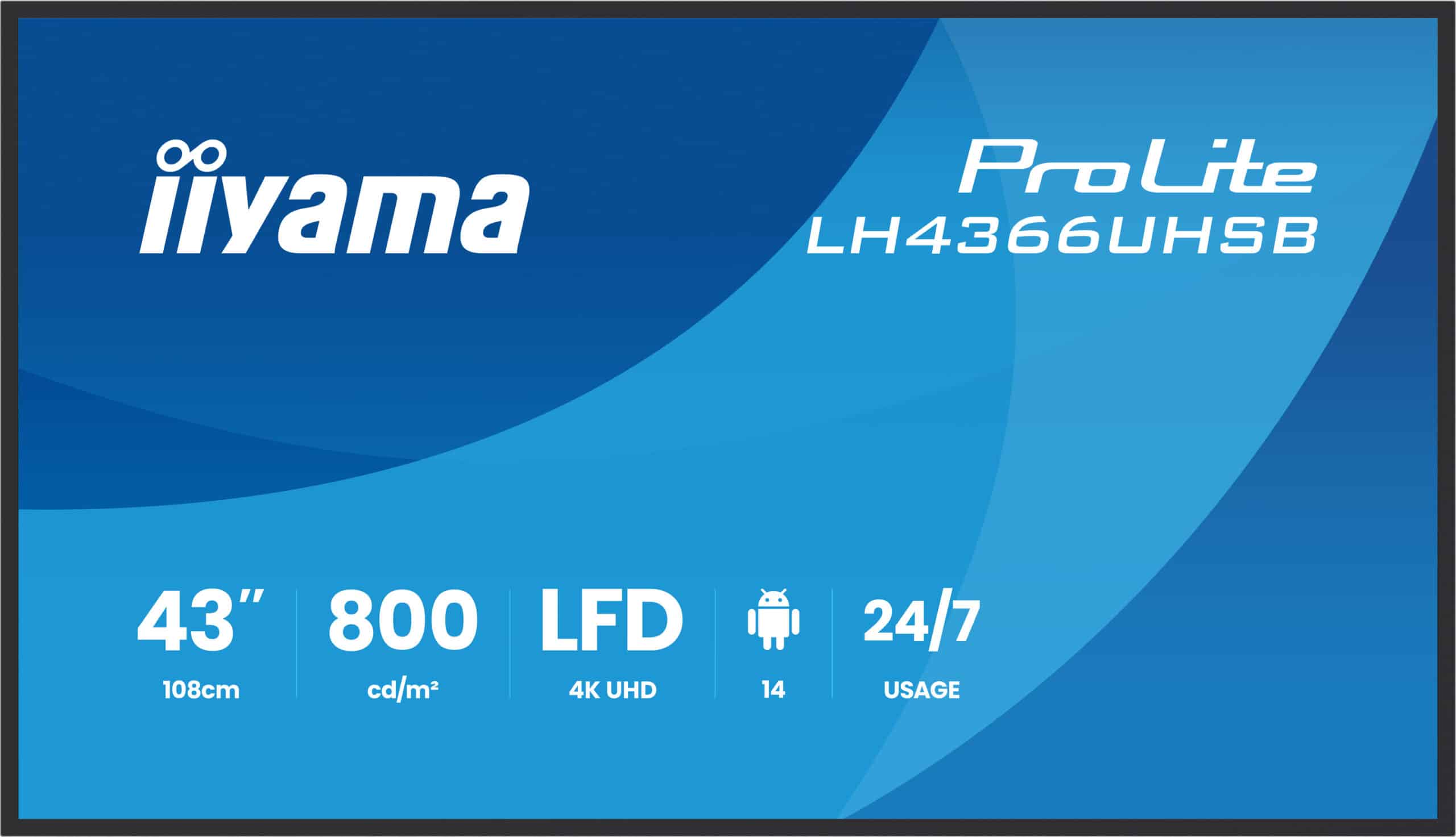 iiyama LH4366UHSB-B1AG beeldkrant Digitale signage flatscreen 109,2 cm (43") LCD Wifi 800 cd/m² 4K Ultra HD Zwart Type processor Android 24/7 Monitor