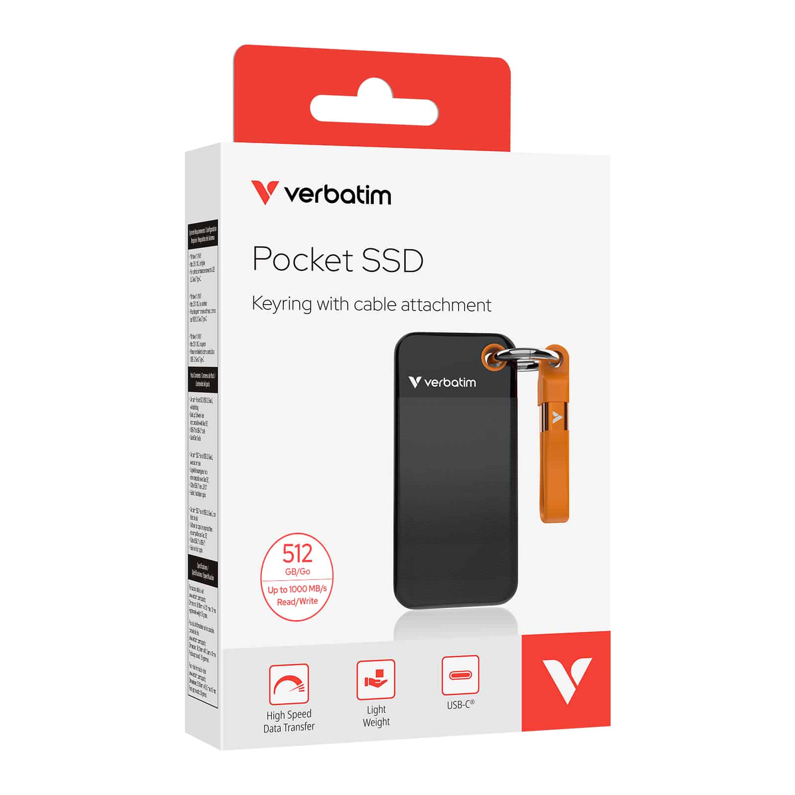 Verbatim Pocket SSD 512 GB USB Type-C 3.2 Gen 2 (3.1 Gen 2) Zwart, Oranje - Afbeelding 5