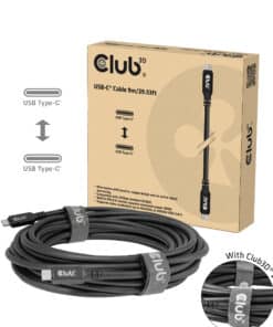 CLUB3D USB-C-kabel 8K 60 Hz 100 W 20 Gbps USB4 9 m/29,53 ft