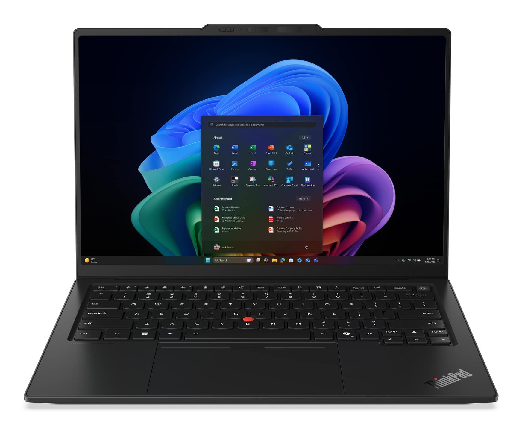 Lenovo ThinkPad X1 Carbon Gen 14 Aura Edition Copilot+ PC Intel Core Ultra 7 355 Laptop 35,6 cm (14") Touchscreen 2.8K 32 GB LPDDR5x-SDRAM 1 TB SSD Wi-Fi 7 (802.11be) Windows 11 Pro Engels Zwart