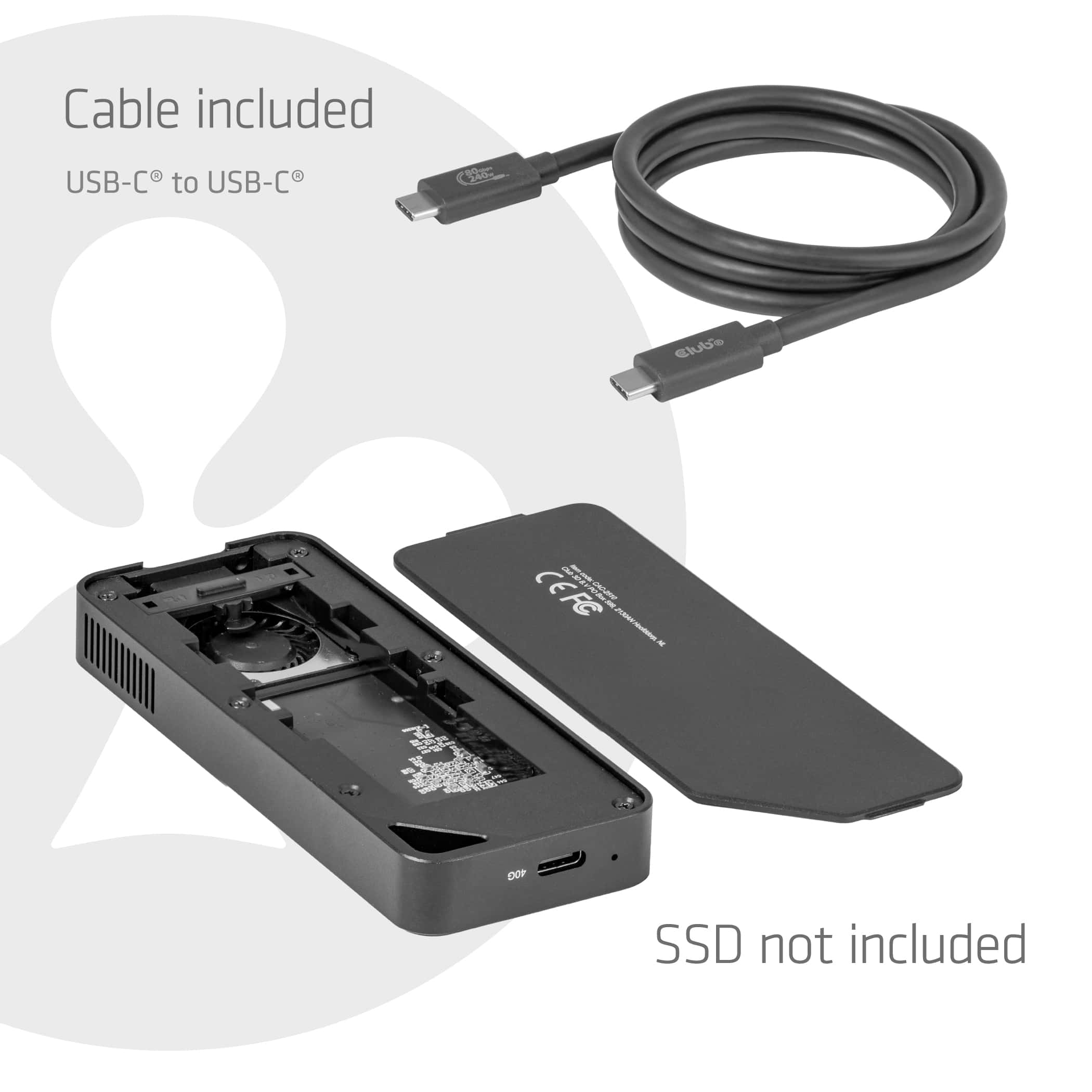 CLUB3D M.2 SSD-behuizing met koelventilator, NVMe, USB4 - Afbeelding 5