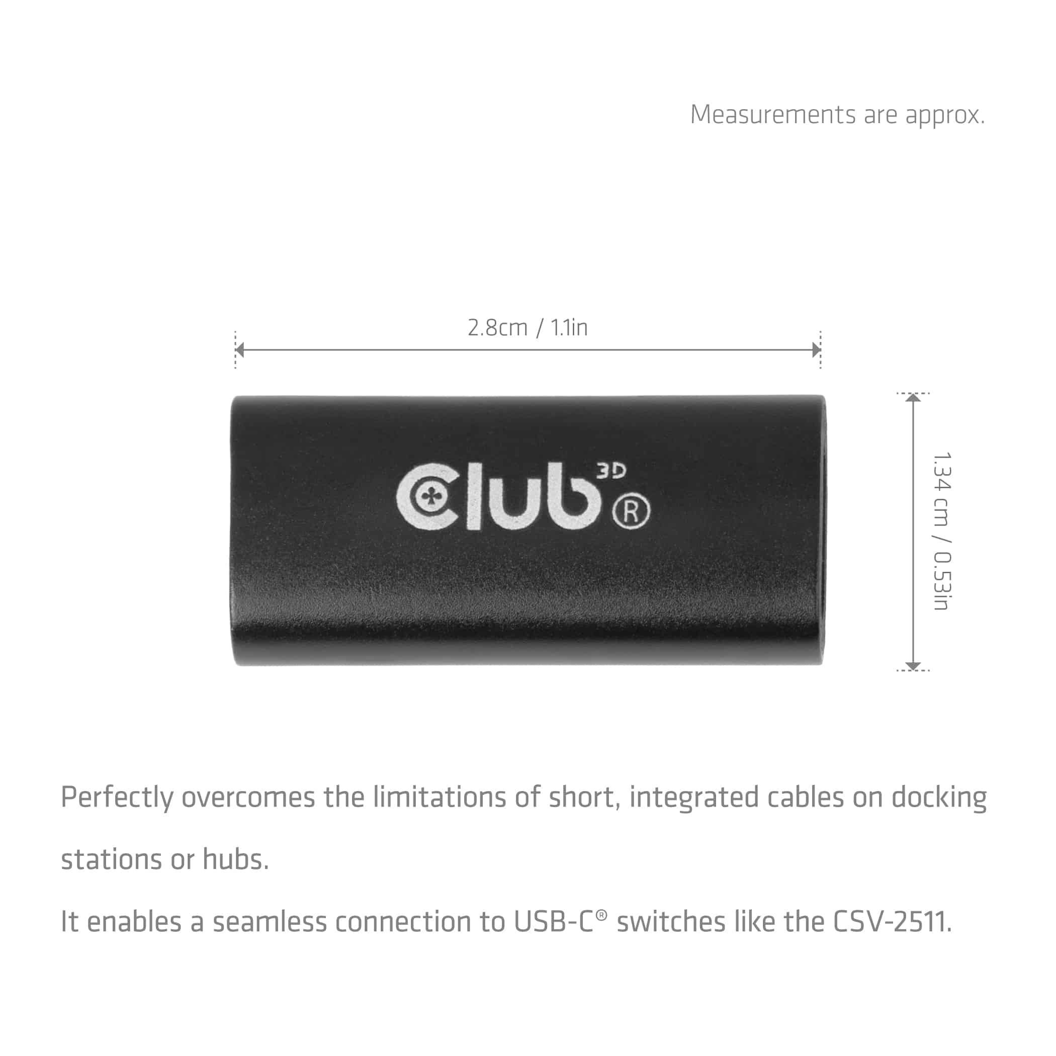 CLUB3D USB-C-vrouwelijke adapter 40G 240 W 8K 60 Hz - Afbeelding 3