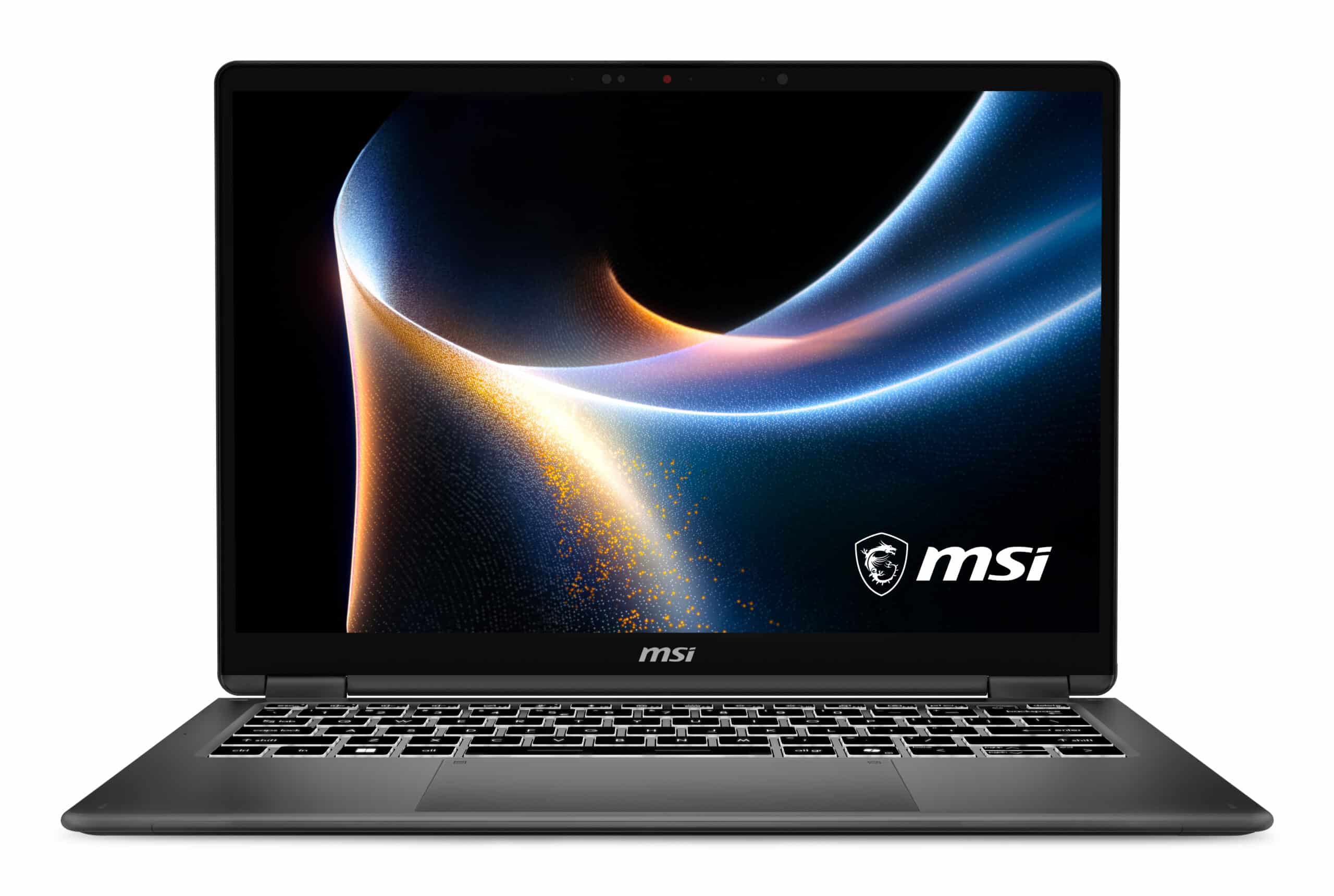 MSI Prestige 14 FLIP AI+ D3MTG-050BE Copilot+ PC Intel Core Ultra 9 386H Hybride (2-in-1) 35,6 cm (14") Touchscreen Full HD+ 32 GB LPDDR5x-SDRAM 2 TB SSD Wi-Fi 7 (802.11be) Windows 11 Pro Grijs Laptop
