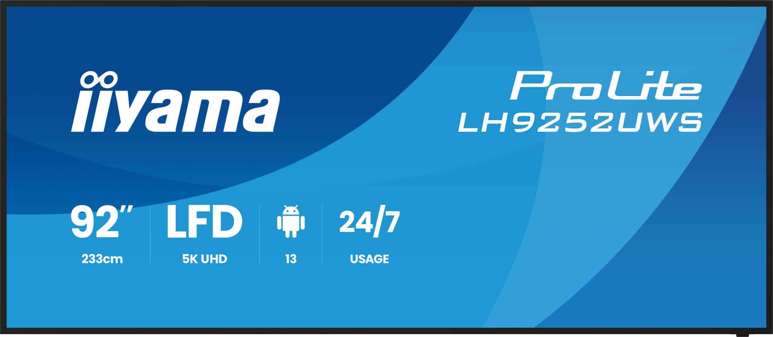 iiyama LH9252UWS-B1AG beeldkrant Kiosk-ontwerp 2,34 m (92") LCD Wifi 500 cd/m² UltraWide 5K HD Zwart Type processor Android 24/7