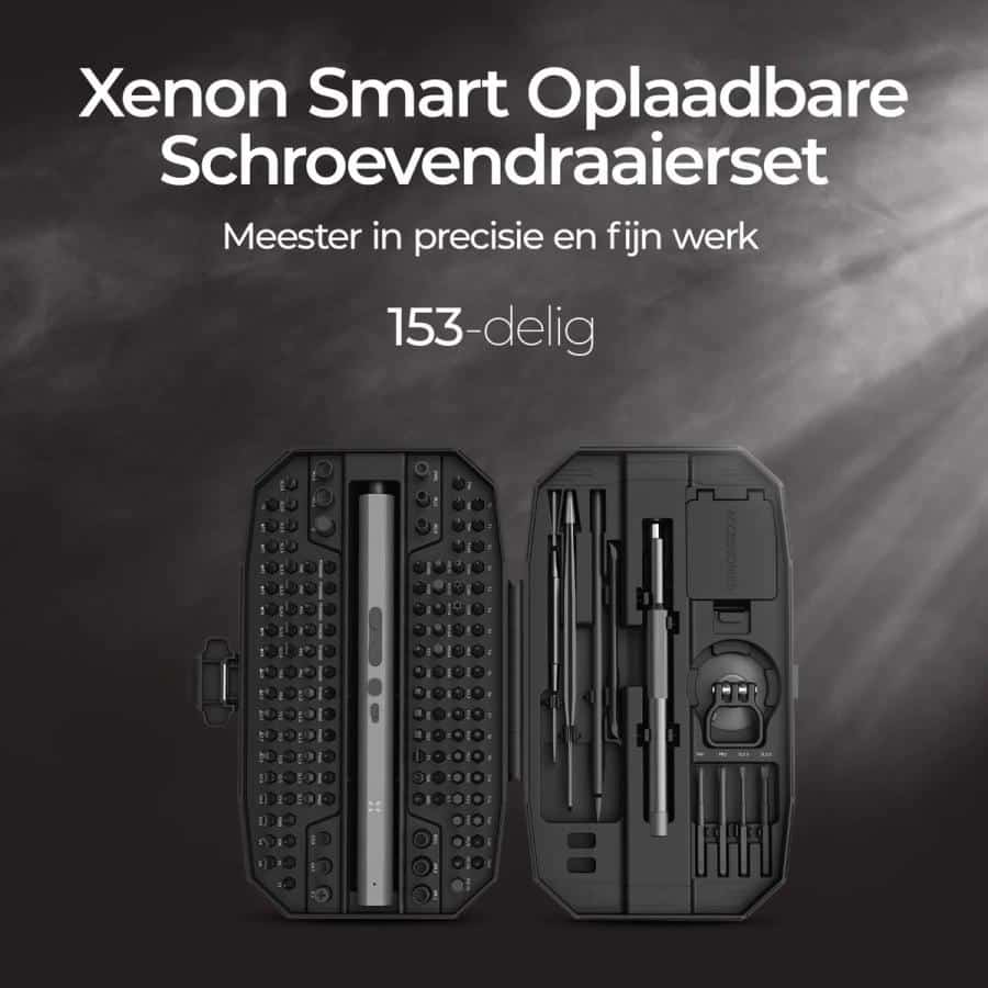 XENON SMART X6833 Precision Cordless Screwdriver Set (153 pieces) USB Type-C, Rechargable, Black
