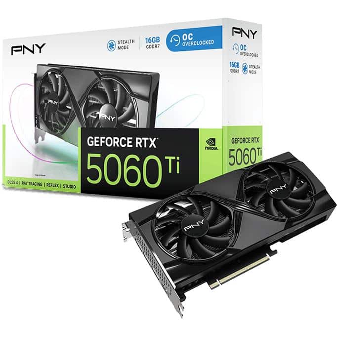 PNY VCG5060T16DFXPB1-O GeForce RTX5060 TI Overclocked, 16GB, GDDR7, Dual Fan, 180W - Afbeelding 5