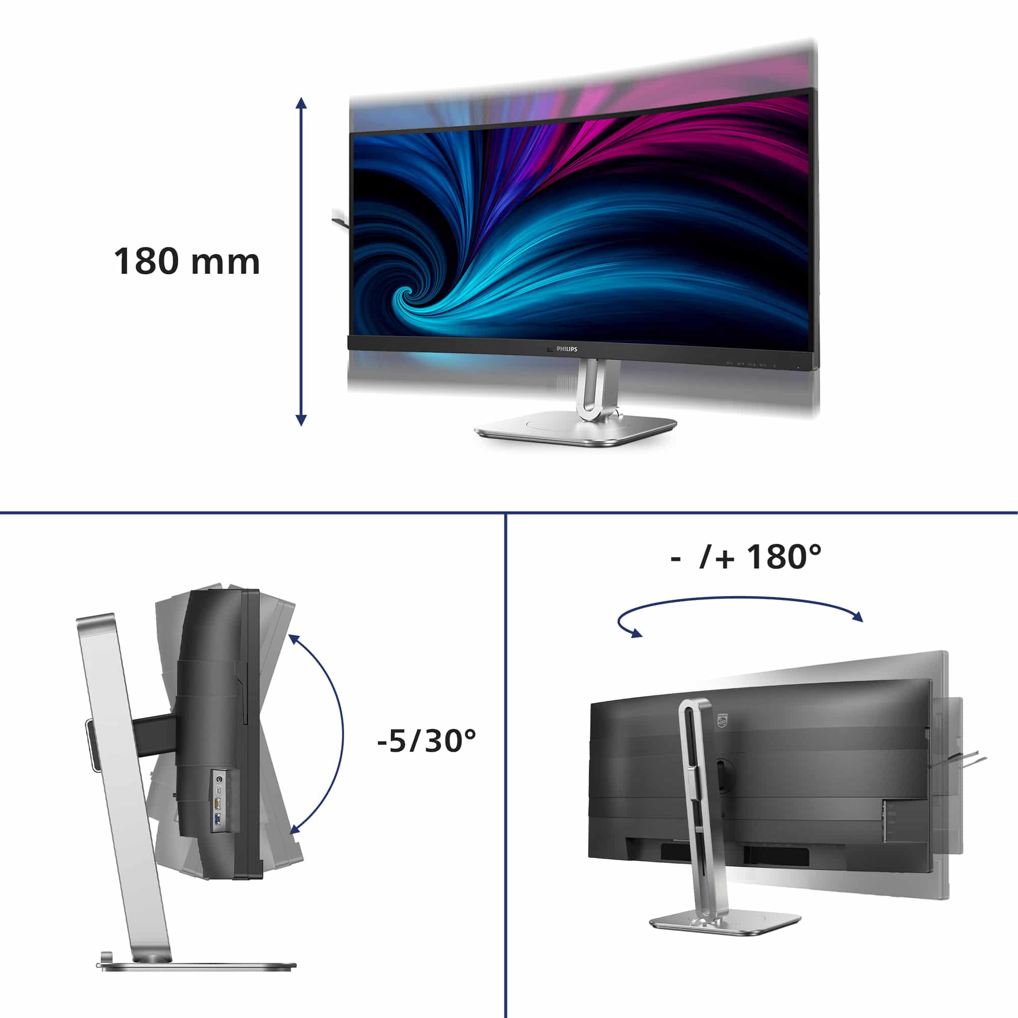 Philips 5000 series 34B2U5900C/00 computer monitor 86,4 cm (34") 5120 x 2160 Pixels WUHD LCD Grijs - Afbeelding 5