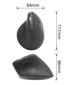 ACT Ergonomische draadloze muis 1600 DPI met verticale grip, gemaakt van gerecyclede materialen - Afbeelding 2