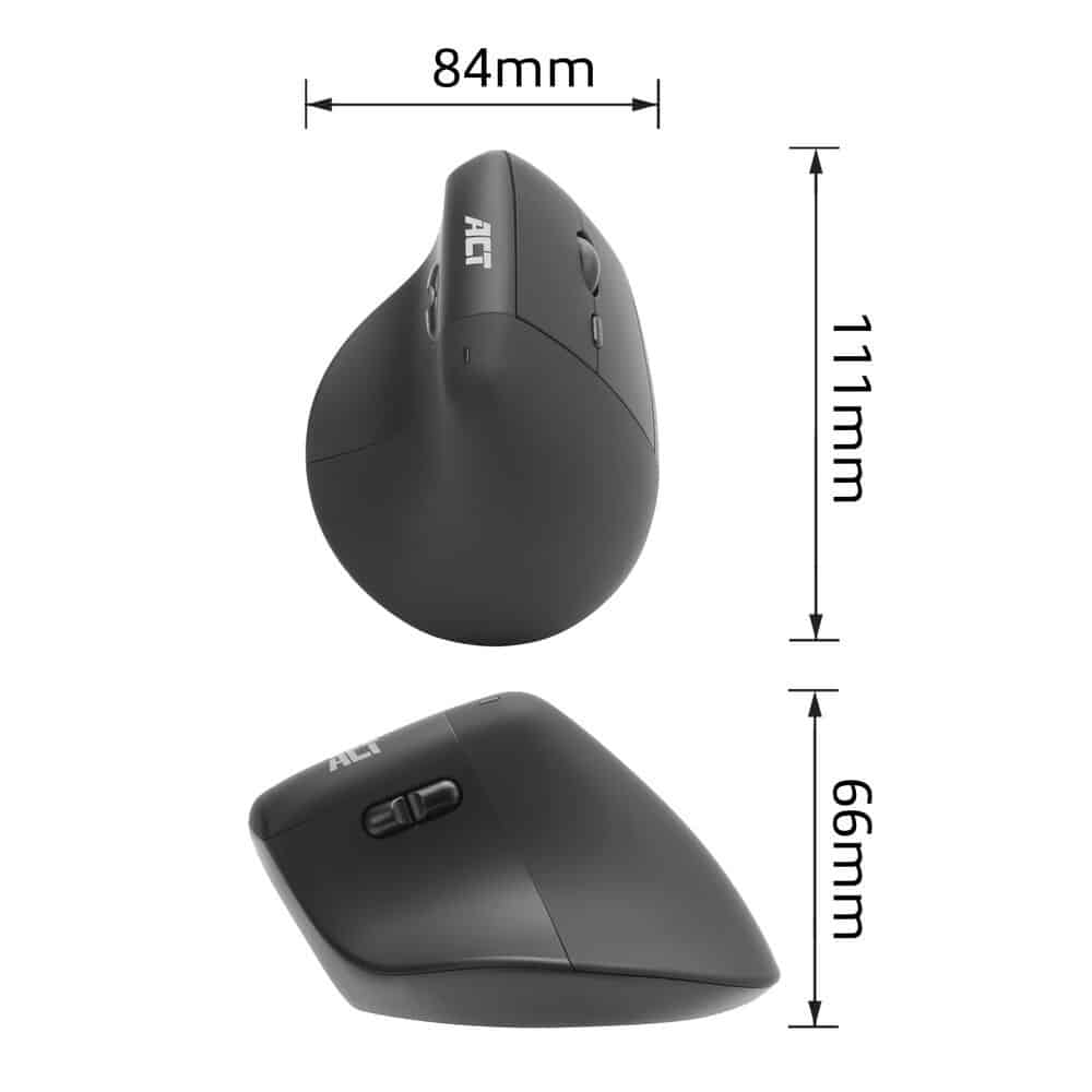 ACT Ergonomische draadloze muis 1600 DPI met verticale grip, gemaakt van gerecyclede materialen - Afbeelding 2