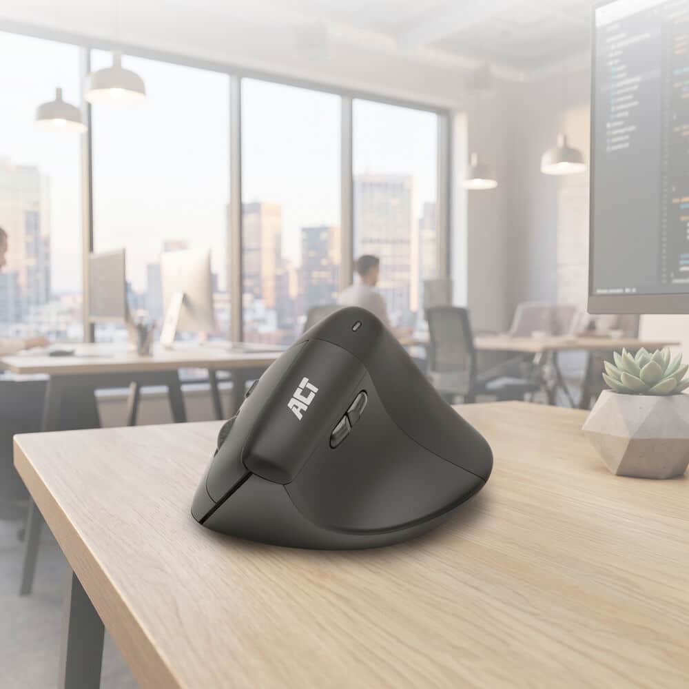 ACT Ergonomische draadloze muis 1600 DPI met verticale grip, gemaakt van gerecyclede materialen - Afbeelding 4