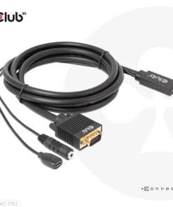 CLUB3D HDMI to VGA Cable M/M 2m/6.56ft 28AWG - Afbeelding 2