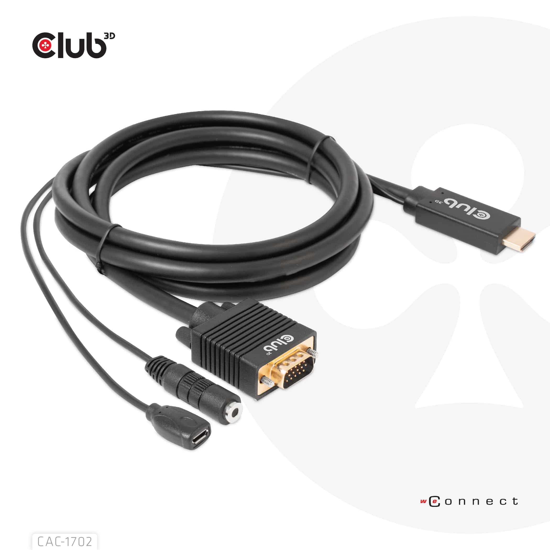 CLUB3D HDMI to VGA Cable M/M 2m/6.56ft 28AWG - Afbeelding 2