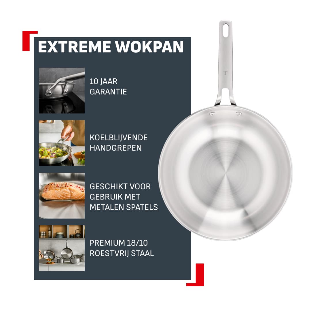 Tefal Extreme wokpan zonder coating 28 cm - inductie - Afbeelding 2