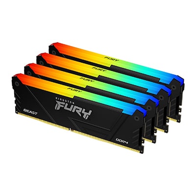 Kingston Technology FURY Beast 64GB 3200MT/s DDR4 CL16 DIMM (Sets van 4) 1Gx8 RGB