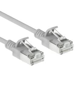 ACT Grijze 2 meter LSZH S/FTP CAT6A slimline patchkabel snagless met RJ45 connectoren