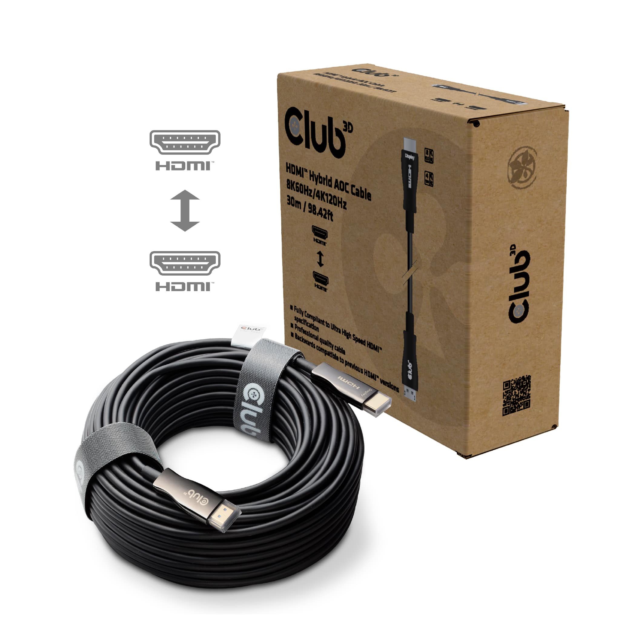 CLUB3D HDMI Hybrid AOC Cable 8K60Hz/4K120Hz 30m / 98.42 ft - Afbeelding 4