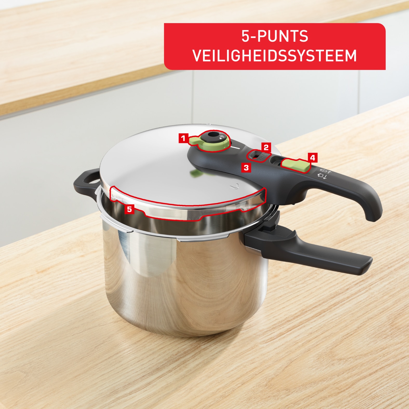 Tefal Secure Trendy Secure 5 Trendy snelkookpan 6L met stoommand - inductie - Afbeelding 4