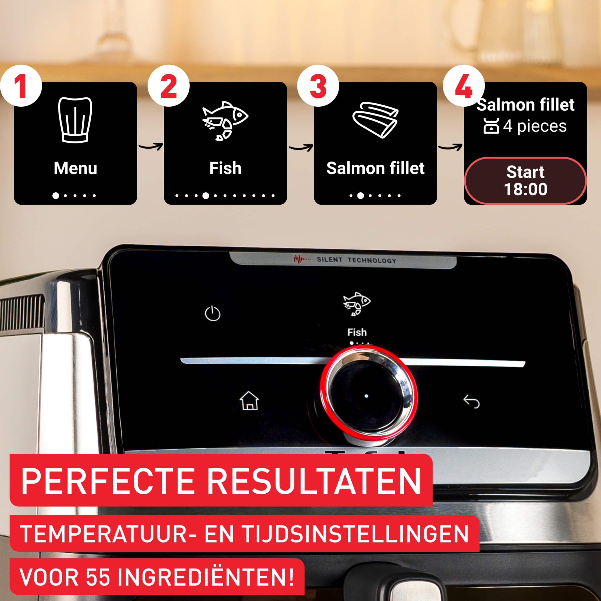 Tefal Easy Fry Smart & Silence XXL EY876D Stille air fryer met kijkvenster - Smart Assist - 7 L - Afbeelding 5