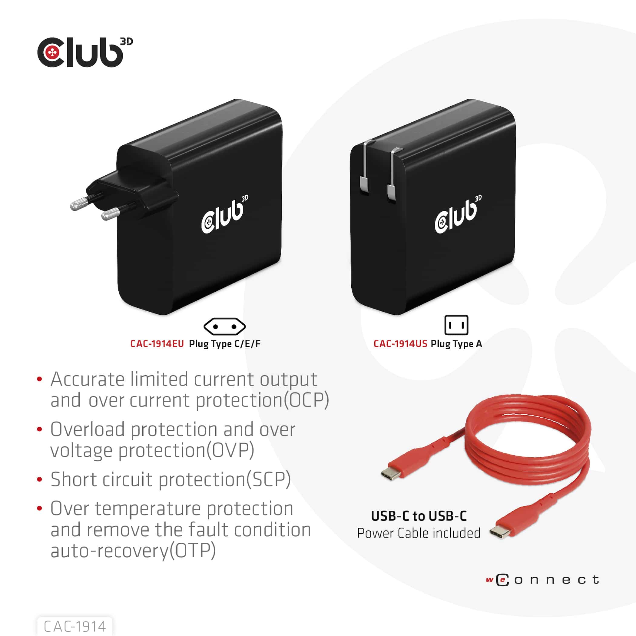 CLUB3D Travel Charger 140 Watt GaN technology, Single port USB Type-C, Power Delivery(PD) 3.1 Support - Afbeelding 8